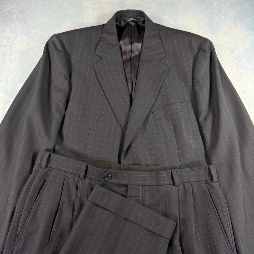 Brooks Brothers 346 Stretch 2 Piece Suit Mens 44S W36 L29 Gray Pinstripe Wool